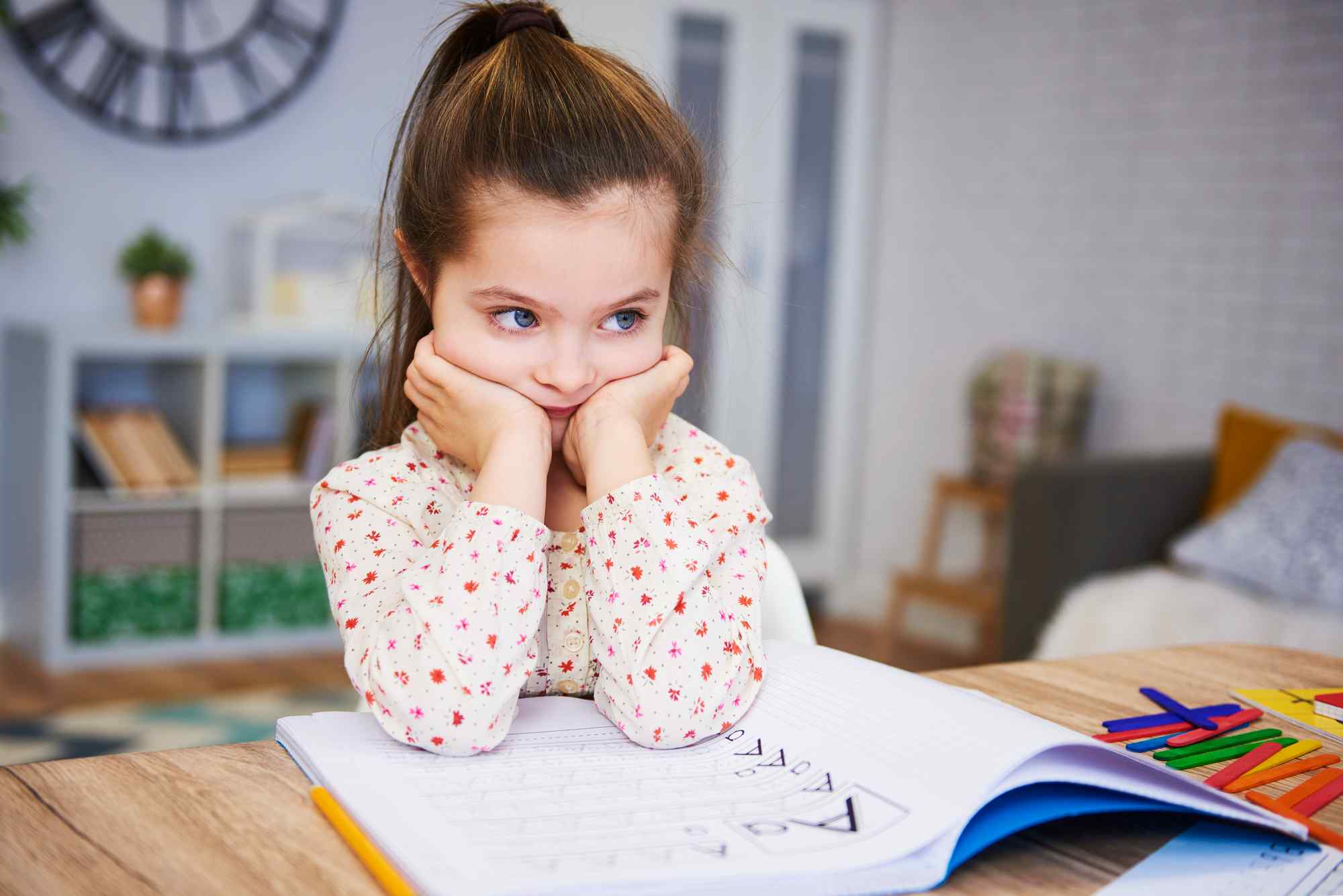 Child studying at home